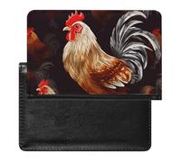 Passport Cover With Card Slots Leather Passport Holders Red Lips with Diamond Waterproof Passport Holder Covers Case for Travel, Shine Rooster, One Size