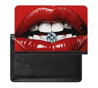 Passport Cover With Card Slots Leather Passport Holders Red Lips with Diamond Waterproof Passport Holder Covers Case for Travel, Red Lips with Diamond, One Size