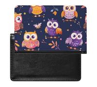 Passport Cover With Card Slots Leather Passport Holders Soft Plaid Pattern Waterproof Passport Holder Covers Case for Travel, Cartoon Owl Pattern, One Size