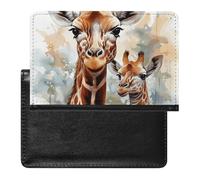 Passport Cover With Card Slots Leather Passport Holders Steam Train Waterproof Passport Holder Covers Case for Travel, Watercolor Deer Giraffe, One Size