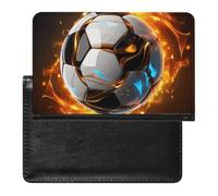 Passport Cover With Card Slots Leather Passport Holders Tropical Fruit Pineapple Waterproof Passport Holder Covers Case for Travel, Cool Soccer Ball, One Size