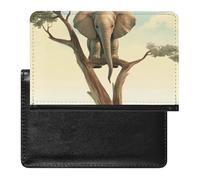 Passport Cover With Card Slots Leather Passport Holders Tropical Fruit Pineapple Waterproof Passport Holder Covers Case for Travel, Little Elephant on Tree, One Size