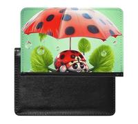 Passport Cover With Card Slots Leather Passport Holders White Labrador Waterproof Passport Holder Covers Case for Travel, Funny Ladybug Holding Umbrellas, One Size