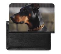 Passport Cover With Card Slots Leather Passport Holders World Map Waterproof Passport Holder Covers Case for Travel, doberman, One Size