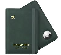 Passport Holder Airtag Wallet Stouchi UK Passport Cover with RFID Blocking Protector PU Leather Travel Wallet Organiser Document Holder for Men&Women Passport,Business Cards,Boarding Passe(Deep Green)
