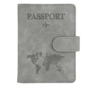 Passport Holder and Vaccine Card Holder, Passport Wallet Passport Cover with RFID Blocking, Gray, Magnetic Clasp