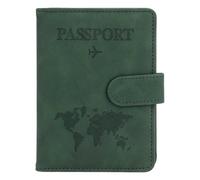 Passport Holder and Vaccine Card Holder, Passport Wallet Passport Cover with RFID Blocking, Green, Magnetic Clasp