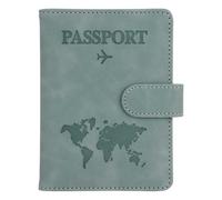 Passport Holder and Vaccine Card Holder, Passport Wallet Passport Cover with RFID Blocking, Light Blue, Magnetic Clasp