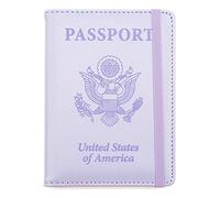 Passport Holder and Vaccine Card Holder, Passport Wallet Passport Cover with RFID Blocking, Purple, 4.12 x 5.56 x 0.47 inches, Elastic