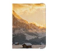 Passport Holder Case leather Card Holder Passport Case snow mountain houses