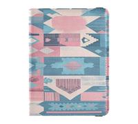 Passport Holder Case leather Passport Case Boho Pink blue vintage flowers