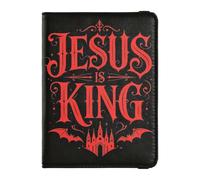 Passport Holder Case leather Passport Cover IS KING gothic red black