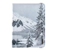 Passport Holder Case leather Passport Cover snow mountain white scenery