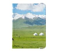 Passport Holder Case leather Travel Passport Wallet blue sky snow mountain