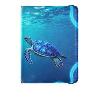Passport Holder Case leather Wallet Passport Holder Sea Turtle Blue Ocean