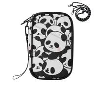 Passport Holder Case Wallet Combo Cute Cartoon Panda Black and White