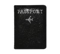 Passport Holder Cover,Crystal Diamond Ladies Key Purse Bag Passport Holder Case Leather Travel Documents Organizer Protector with Bling Rhinestone Luggage Tag, Black, Bling & Fashion