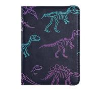 Passport Holder Cover for Travel Dinosaur Skeleton Passport Book Case for Women Men with Card Slot
