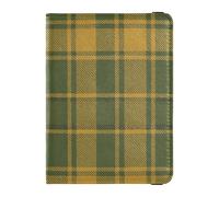 Passport Holder Cover for Travel Scottish Plaid Passport Book Case for Women Men with Card Slot Mustard Yellow Green