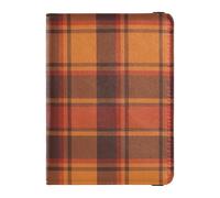 Passport Holder Cover for Travel Scottish Plaid Passport Book Case for Women Men with Card Slot Orange Brown