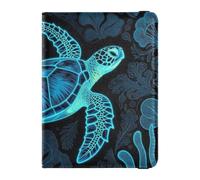 Passport Holder Cover leather Card Holder Passport Case Blue Sea Turtle Art