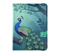 Passport Holder Cover leather Card Holder Passport Case Elegant Peacock Art