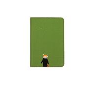 Passport Holder Cover, Leather Passport Holder Travel Wallet for Women Girl Men Kids, Cute Passport Case Travel Document Organizer for Passport, Boarding Passes, Credit Cards (Green-Lesser Panda)