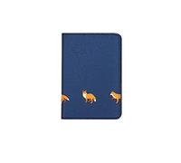 Passport Holder Cover, Leather Passport Holder Travel Wallet for Women Girl Men Kids, Cute Travel Document Organizer for Boarding Passes, Credit Cards (Navy Blue-Foxes)
