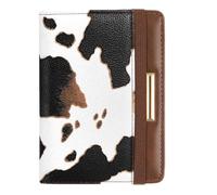 Passport Holder Cover Travel RFID Blocking Passport Cover Rose Gold Cute Flowers Passport Wallet with Elastic Band for Women, Flower Cow