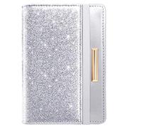 Passport Holder Cover Travel RFID Blocking Passport Cover Rose Gold Cute Flowers Passport Wallet with Elastic Band for Women, Silver, Casual