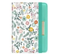 Passport Holder Cover Travel RFID Blocking Passport Cover Rose Gold Cute Flowers Passport Wallet with Elastic Band for Women, Green Daisy, Casual