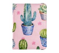 Passport Holder Cover Wallet, Cactus and Succulent Pattern, PU Leather Travel Essentials Waterproof Blocking Leather Card Case for Men Women