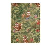 Passport Holder Cover Wallet, Christmas Squirrels in Forest, PU Leather Travel Essentials Waterproof Blocking Leather Card Case for Men Women