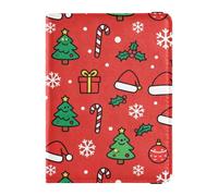 Passport Holder Cover Wallet, Christmas Tree and Hat, PU Leather Travel Essentials Waterproof RFID Blocking Leather Card Case for Men Women
