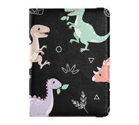 Passport Holder Cover Wallet, Colorful Dinosaur Pattern, PU Leather Travel Essentials Waterproof RFID Blocking Leather Card Case for Men Women