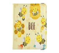 Passport Holder Cover Wallet Combo Cute Bee with Beehive Flower PU Leather Badge ID Vaccine Card Holder Wallet Card Protector for Women Men, Cute Bee With Beehive Flower, One Size