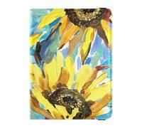 Passport Holder Cover Wallet Combo PU Leather Passport Vaccine Card Protector for Girls Boys Women and Men,Travel Gift Yellow Sunflowers Flower Impressionism Painting, Multicolor, One Size, Casual