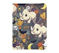 Passport Holder Cover Wallet, Cream Colored Rhinos and Forest, PU Leather Travel Essentials Waterproof RFID Blocking Leather Card Case for Men Women