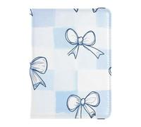 Passport Holder Cover Wallet, Cute Bow Heart Checkered Pattern, PU Leather Travel Essentials Waterproof RFID Blocking Leather Card Case for Men Women