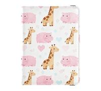 Passport Holder Cover Wallet, Cute Giraffe and Pig Pattern, PU Leather Travel Essentials Waterproof Blocking Leather Card Case for Men Women