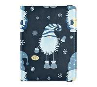 Passport Holder Cover Wallet, Cute Gnomes with Snowflakes Pattern, PU Leather Travel Essentials Waterproof Blocking Leather Card Case for Men Women