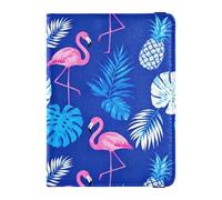 Passport Holder Cover Wallet, Flamingo and Tropical Pattern, PU Leather Travel Essentials Waterproof Blocking Leather Card Case for Men Women