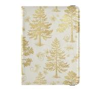 Passport Holder Cover Wallet, Golden Pine Tree Pattern, PU Leather Travel Essentials Waterproof RFID Blocking Leather Card Case for Men Women