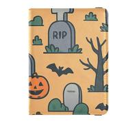 Passport Holder Cover Wallet, Graveyard Ghosts Halloween Pattern, PU Leather Travel Essentials Waterproof RFID Blocking Leather Card Case for Men Women