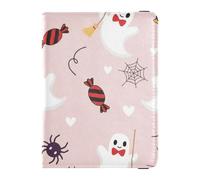 Passport Holder Cover Wallet, Halloween Ghost Spider Pattern, PU Leather Travel Essentials Waterproof RFID Blocking Leather Card Case for Men Women