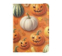 Passport Holder Cover Wallet, Halloween Pumpkins and Gourds Pattern, PU Leather Travel Essentials Waterproof RFID Blocking Leather Card Case for Men Women