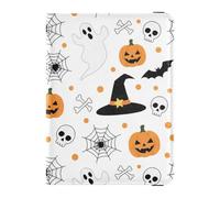 Passport Holder Cover Wallet, Halloween Spider Web Ghost Pattern, PU Leather Travel Essentials Waterproof RFID Blocking Leather Card Case for Men Women