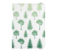 Passport Holder Cover Wallet, Light Green Pine Tree Pattern, PU Leather Travel Essentials Waterproof RFID Blocking Leather Card Case for Men Women