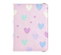 Passport Holder Cover Wallet, Purple Heart Pattern Sweet Decor, PU Leather Travel Essentials Waterproof RFID Blocking Leather Card Case for Men Women