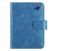 Passport Holder Cover Wallet RFID Blocking Leather Card Case Travel Accessories for Women Men, Z _ #Blue, Classic